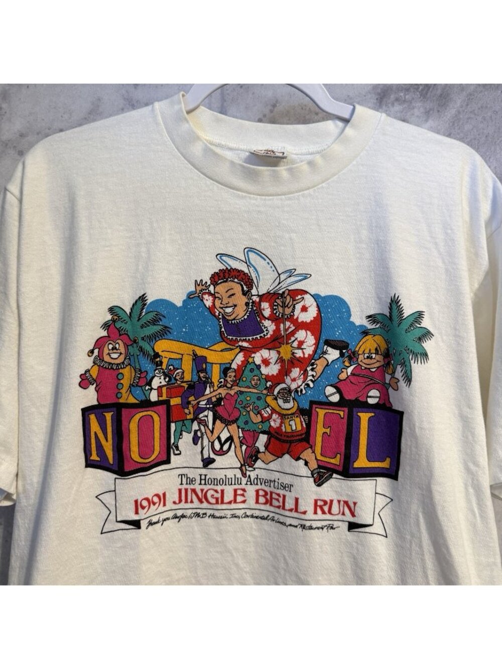 Vtg 1991 Crazy Shirts Hawaii Honolulu Jingle Bell Run Noel Graphic T Shirt L
